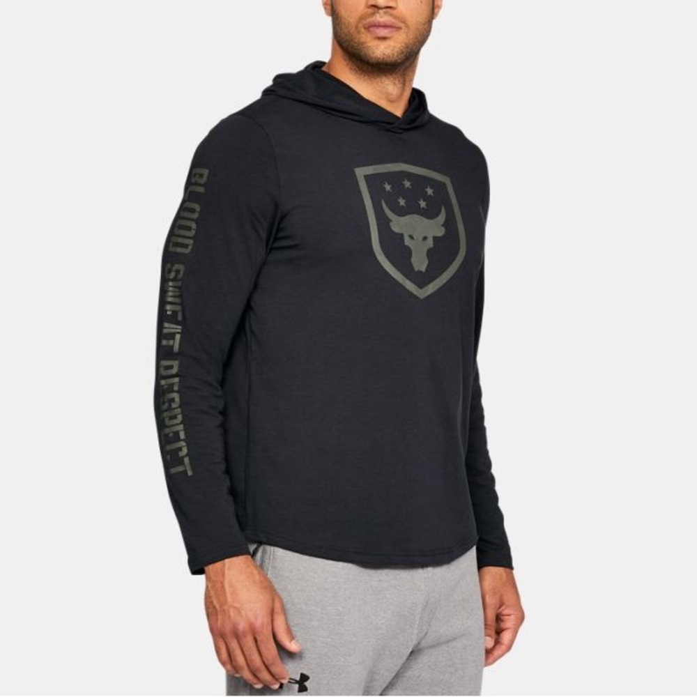 Small Under Armour x Project Rock Troops Hoodie - Black and Green